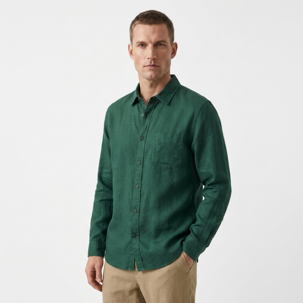 Coastline - Linen Button-Up — Green
