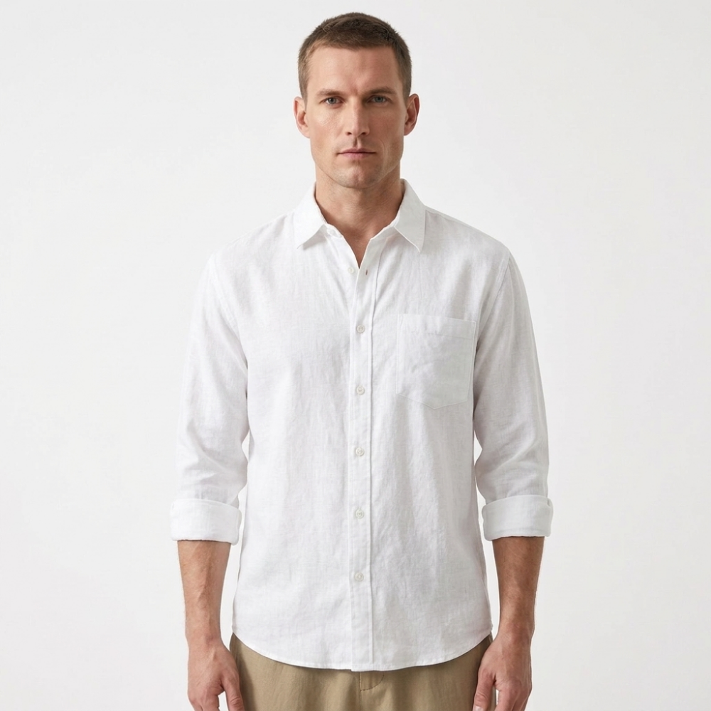Coastline - Linen Button-Up — White