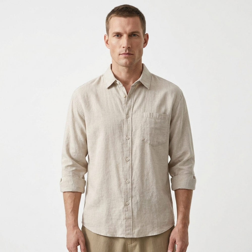 Coastline – Cotton Linen Relaxed-Fit Button-Up