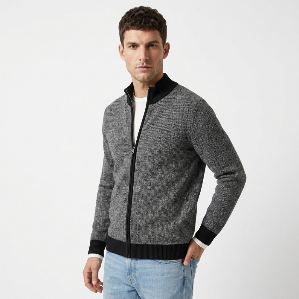 Sterling - Cashmere Wool Zip Jacket — Black