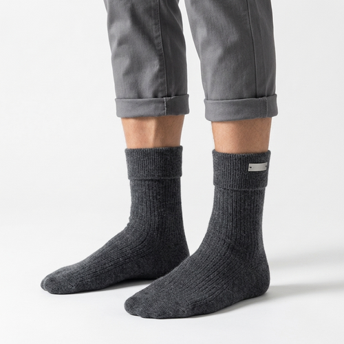 Brookline – Wool Crew Socks with Ribbed Cuff