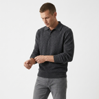 Theo – Wool Knit Polo — Dark Grey