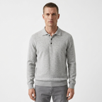 Theo – Wool Knit Polo — Light Grey