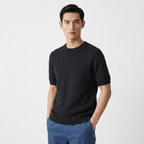 Crestwood - Wool Textured Knit Tee — Black