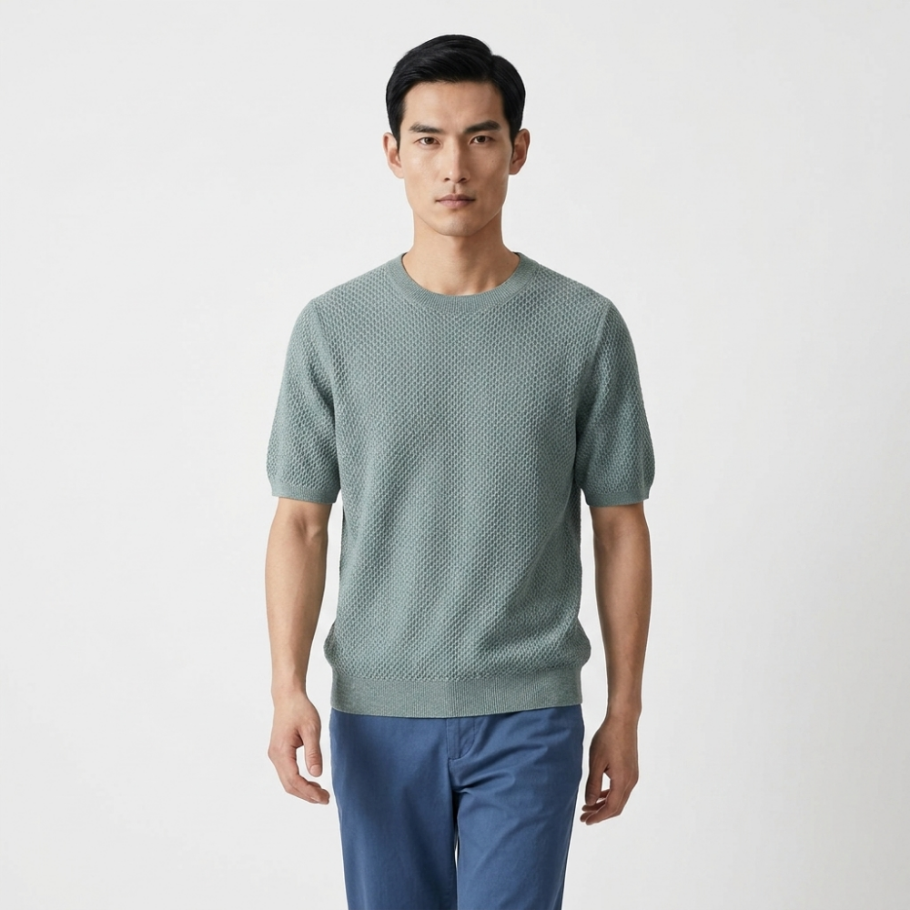 Crestwood - Wool Textured Knit Tee — Green