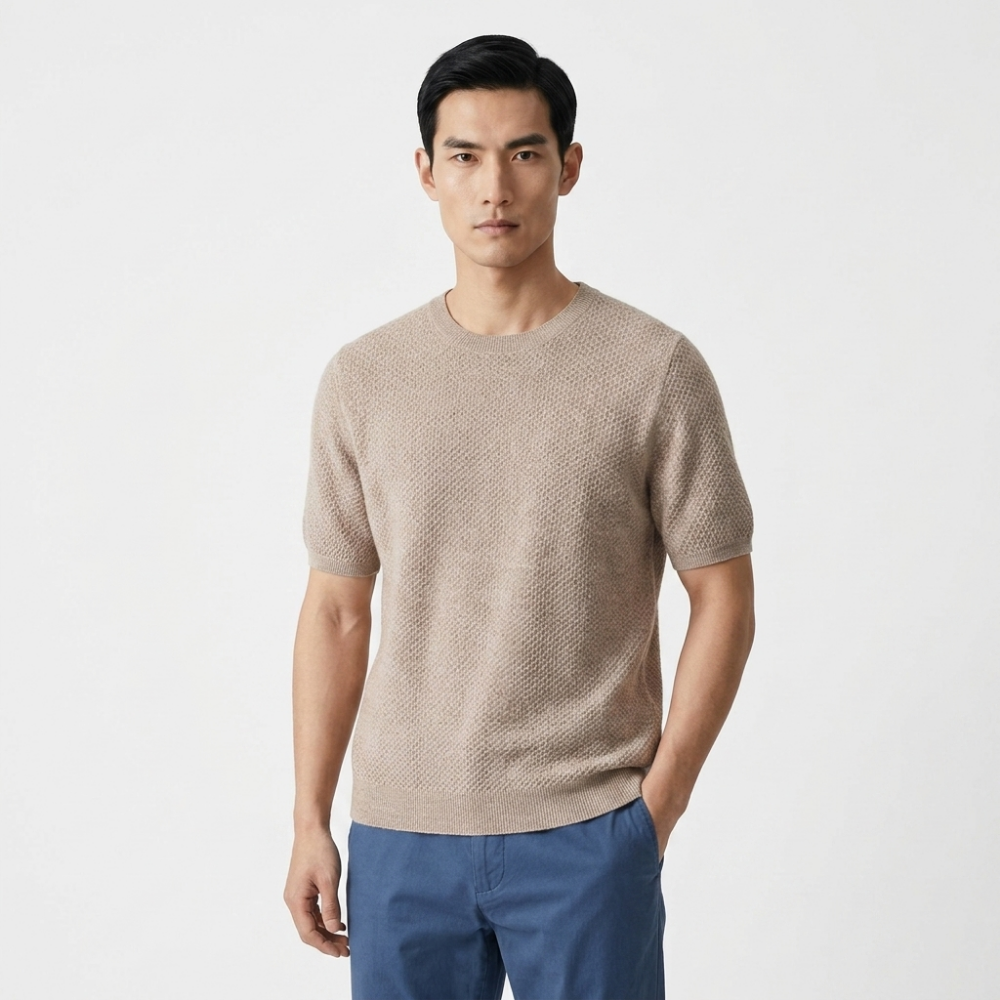 Crestwood - Wool Textured Knit Tee — Khaki
