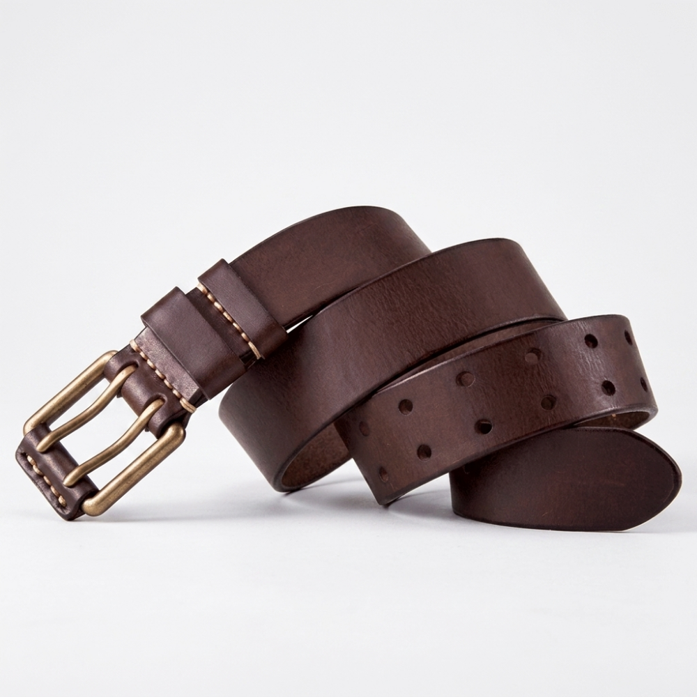 Ironmark – Double Prong Leather Belt — Dark Brown