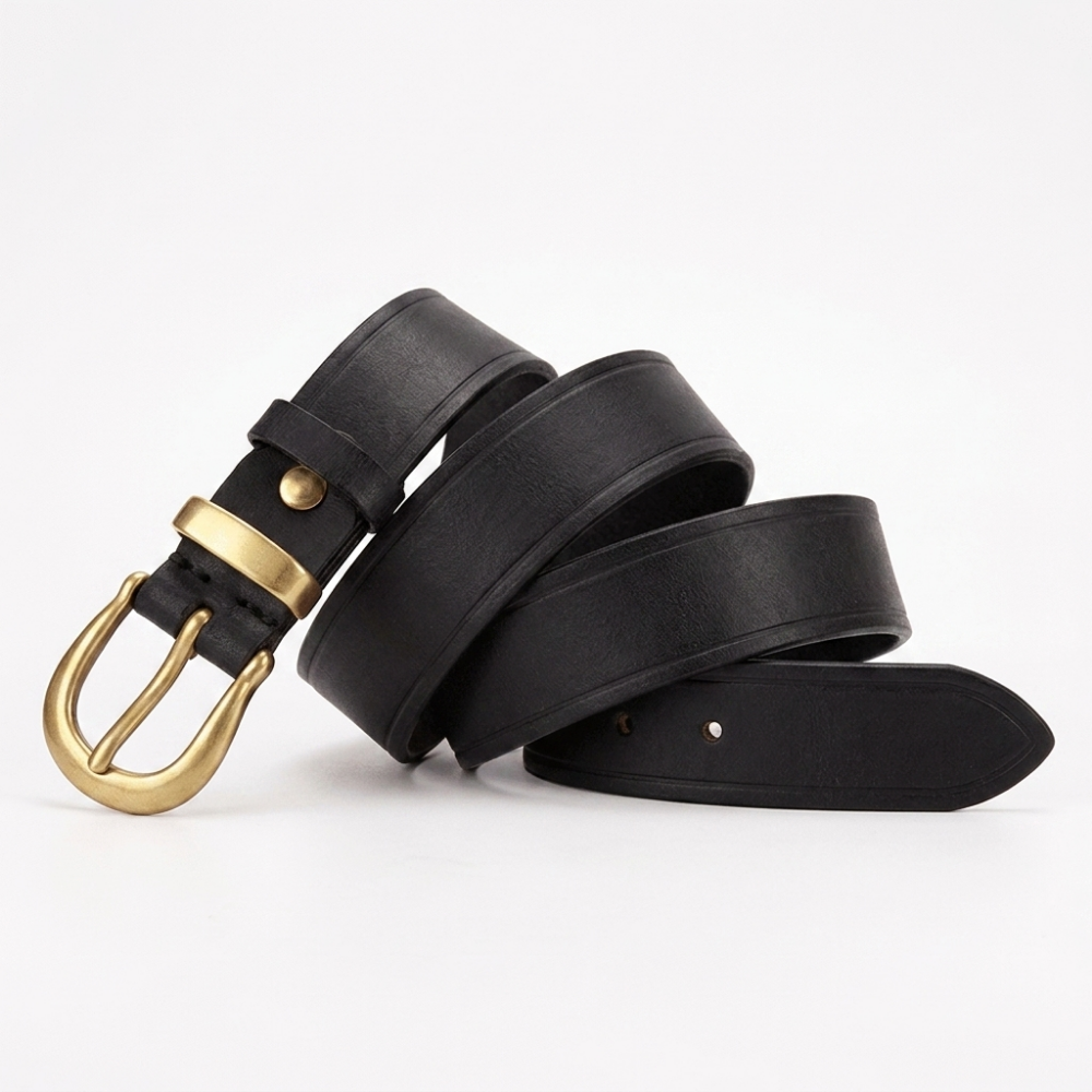 Willow – Slim Curved Buckle Belt — Black