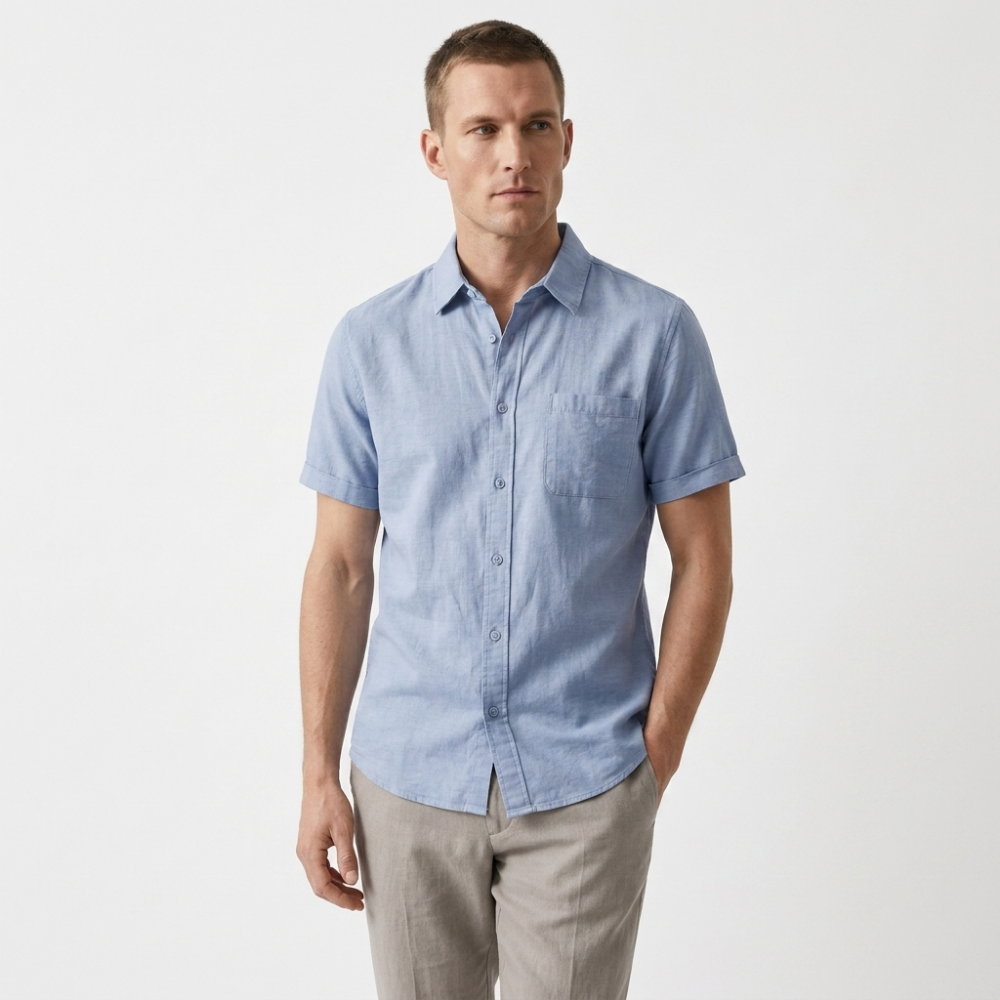 Coastline - Linen Short Sleeve — Ice Blue