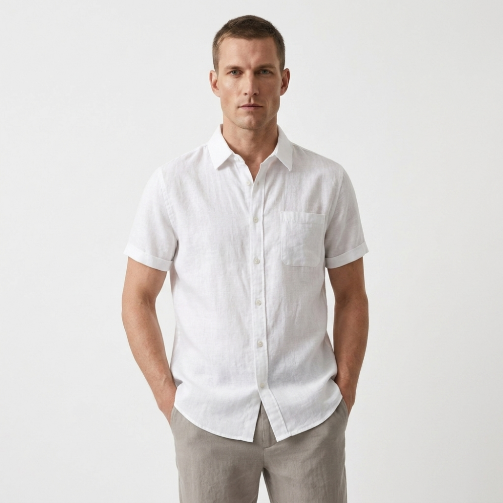 Coastline - Linen Short Sleeve — White