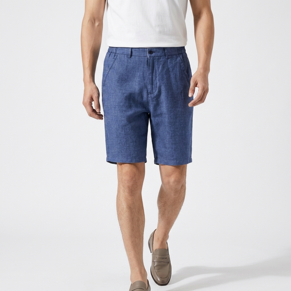 Marlow - Linen Shorts — Blue