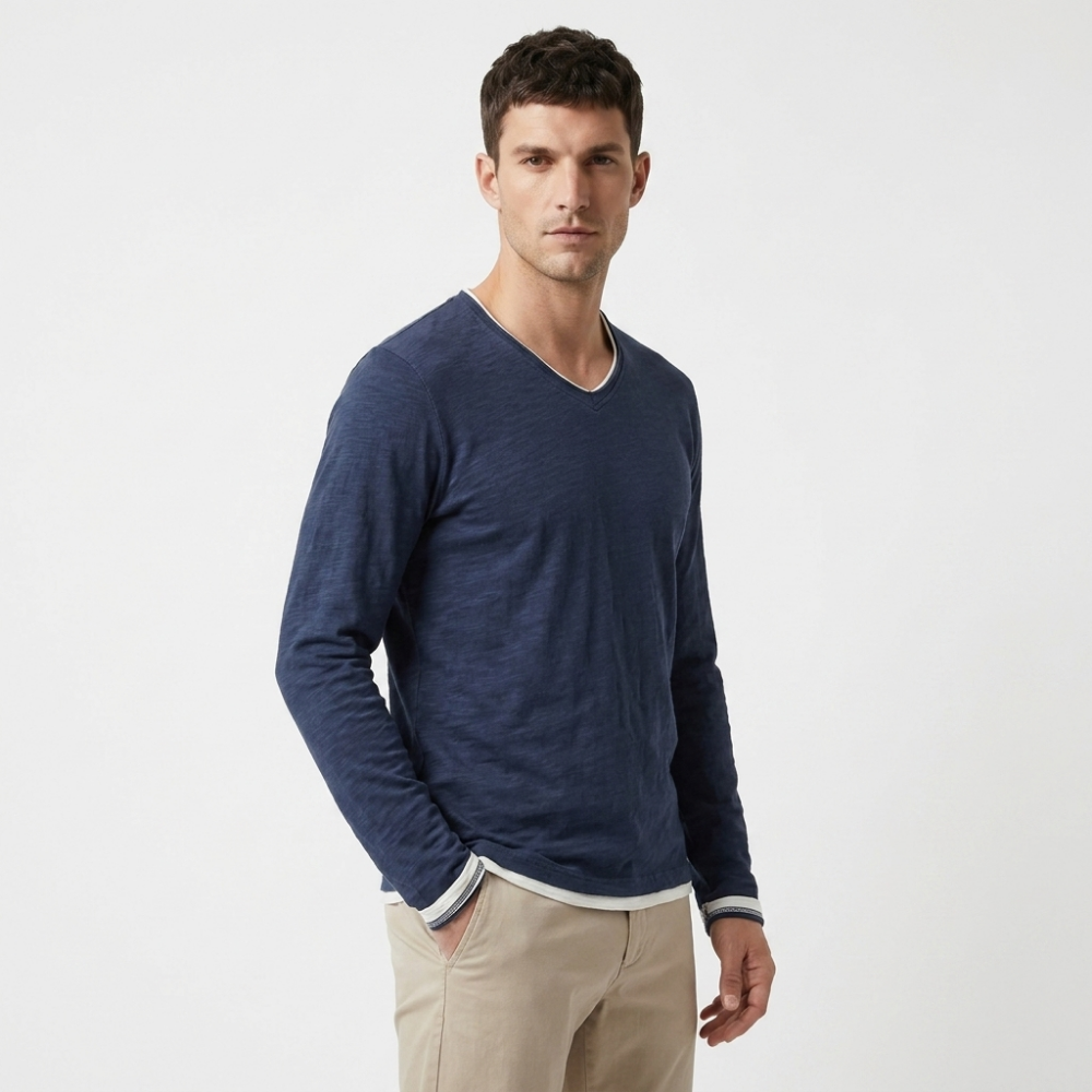 Elden – Two-Tone Long Sleeve — Navy