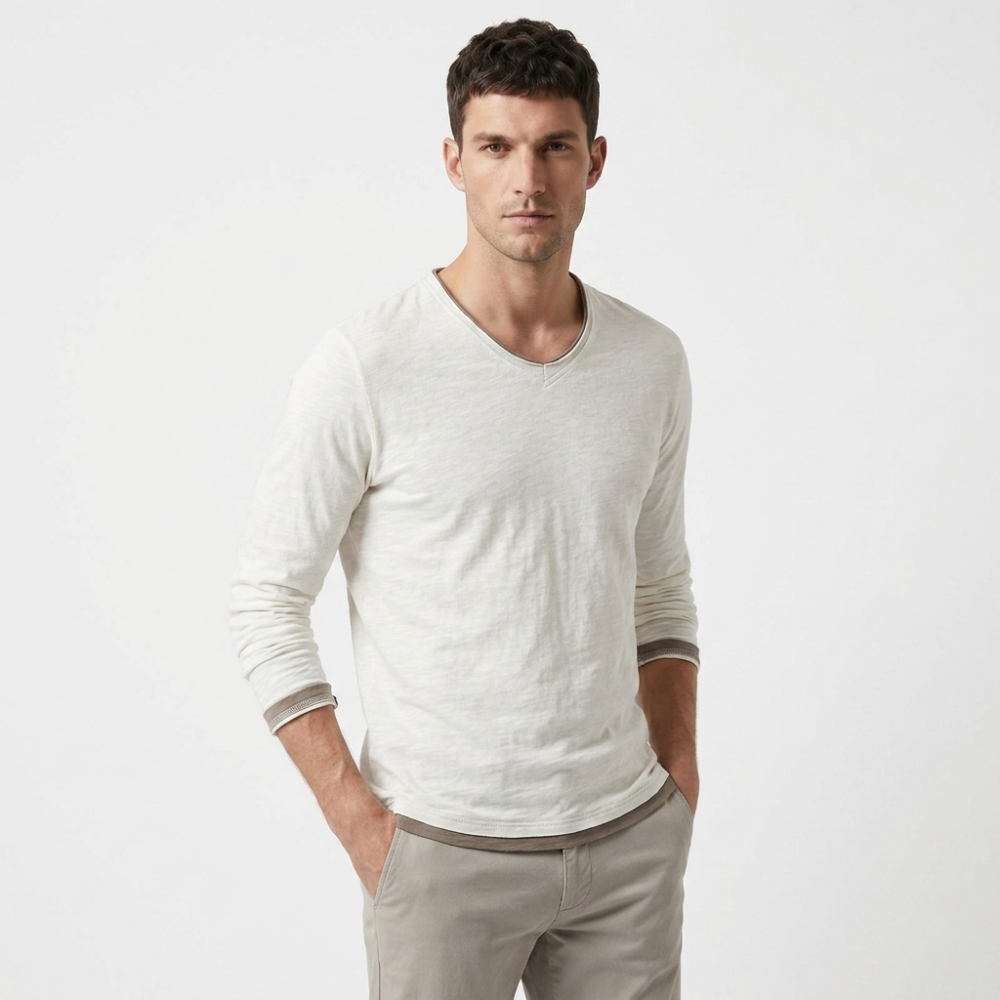 Elden – Two-Tone Long Sleeve — White
