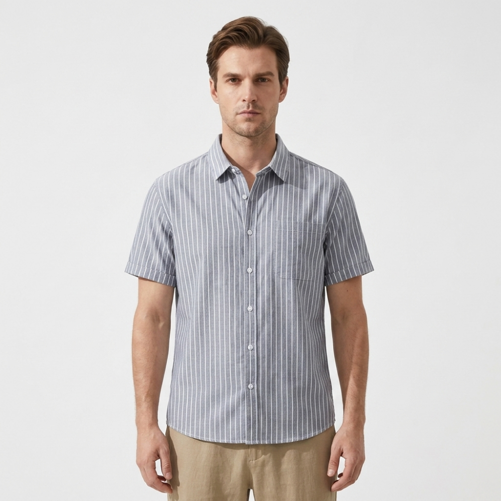 Seaway - Cotton Stripe Shirt — Gray