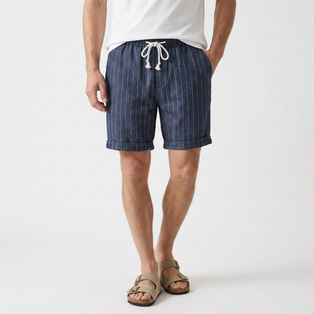 Taylor - Linen Shorts — Navy Blue
