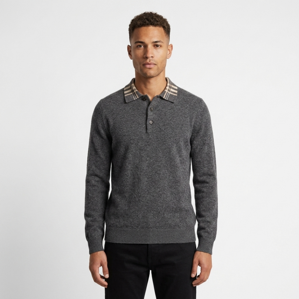 Barron – Wool Polo Sweater — Dark Gray