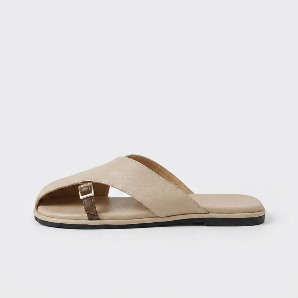 Selene – Slip On Flats — Light khaki