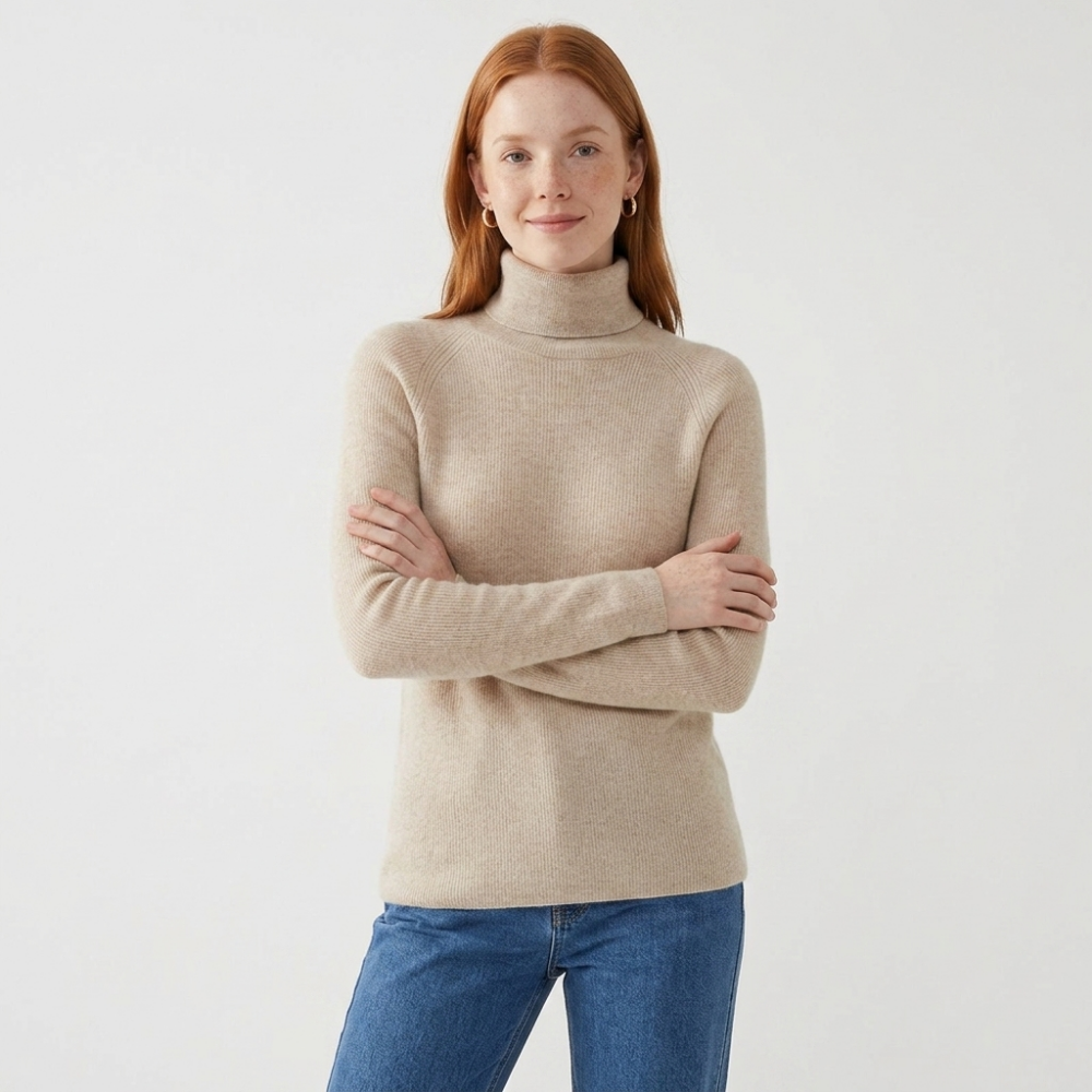 Bloom – Cashmere Turtleneck Sweater — Beige