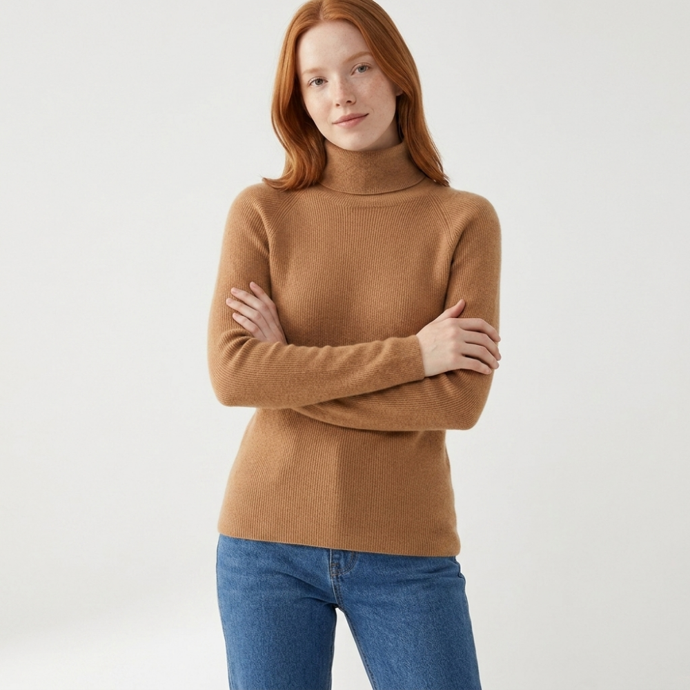 Bloom – Cashmere Turtleneck Sweater — Caramel