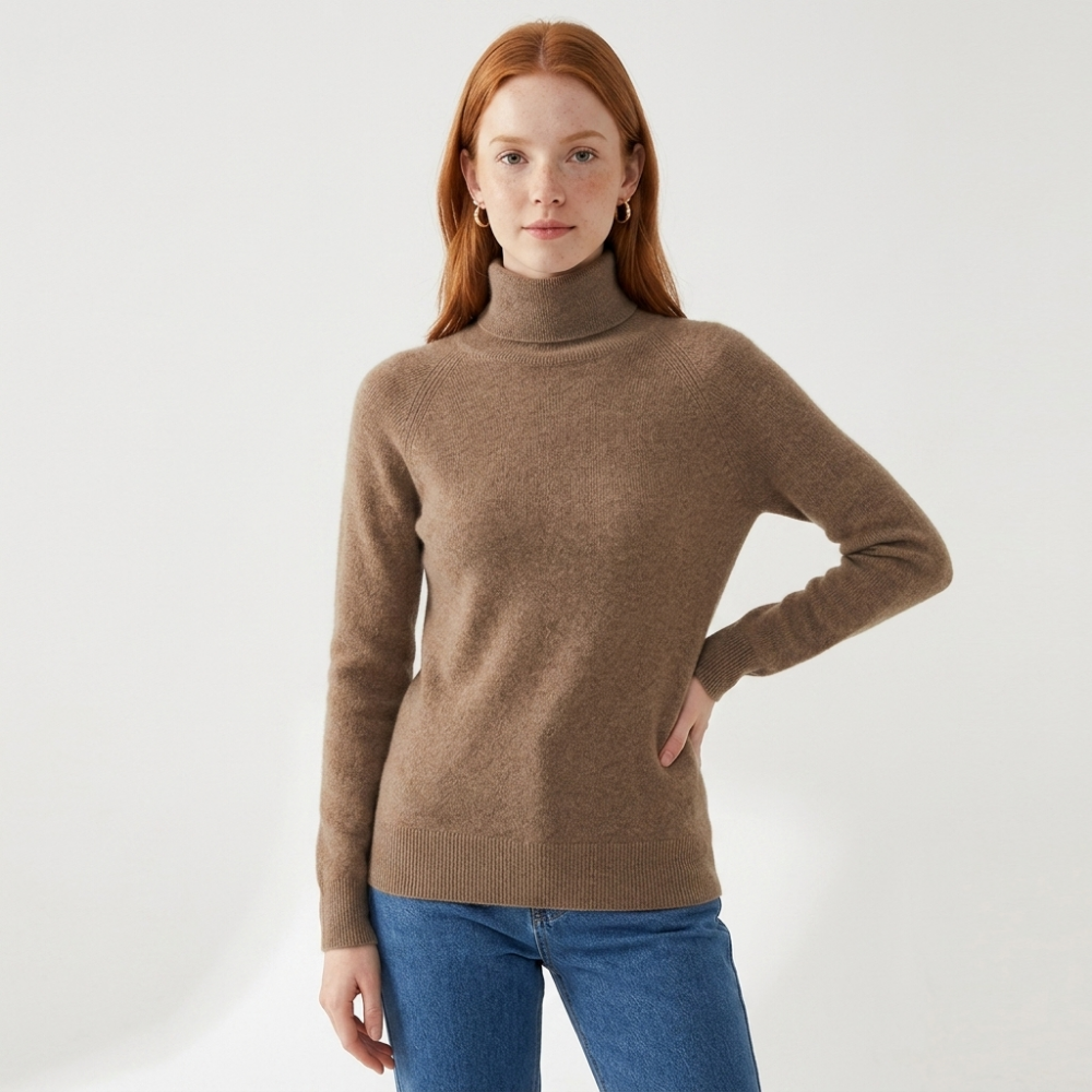 Bloom – Cashmere Turtleneck Sweater — Light Brown