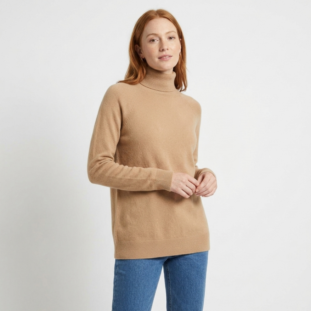 Bloom – Cashmere Turtleneck Sweater — Tan