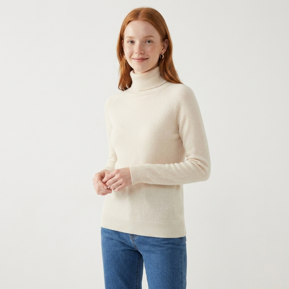 Bloom – Cashmere Turtleneck Sweater — White