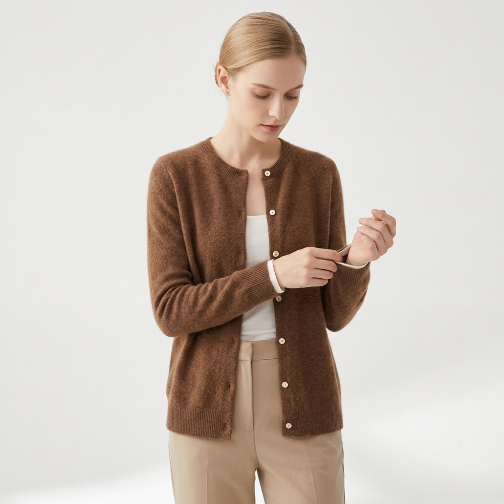 Rivermist – Cashmere Cardigan — Caramel
