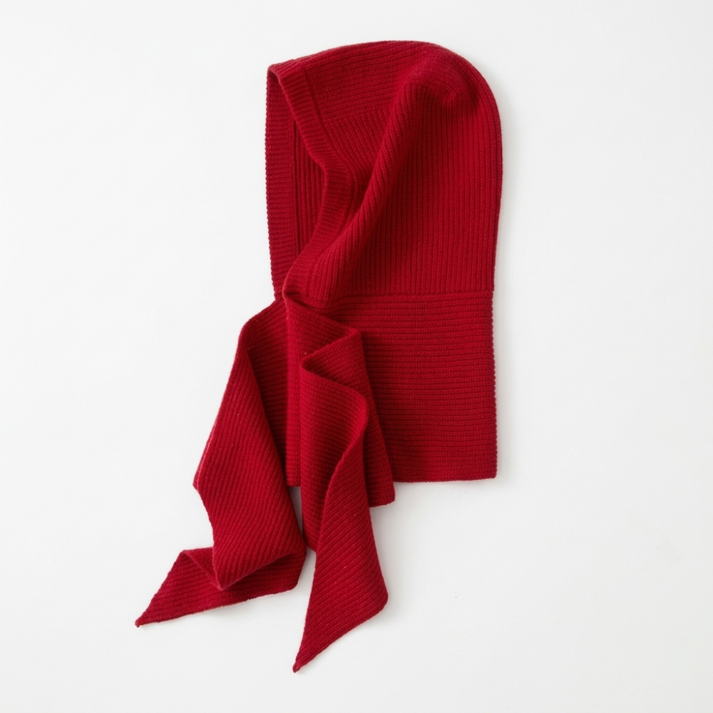 HarborVeil – Cashmere Wool Hood — Red