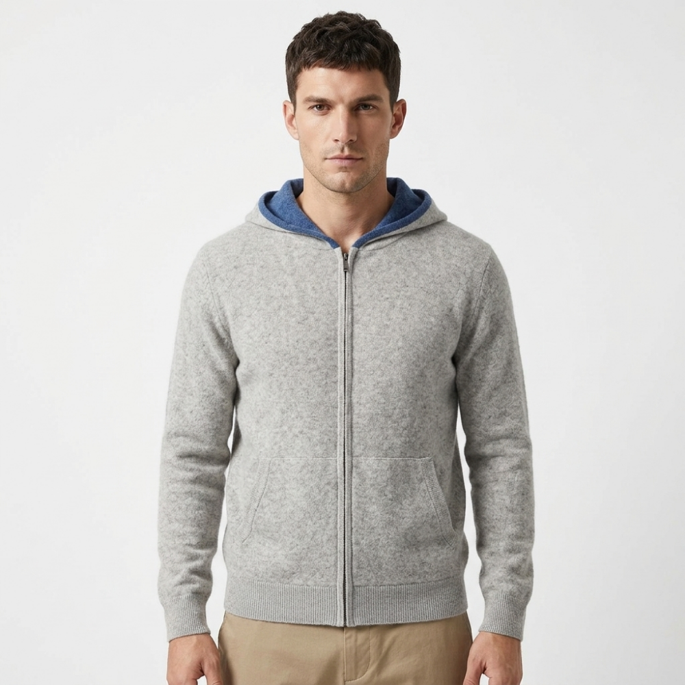 HavenPeak – Wool Hoodie — Blue/Light Gray