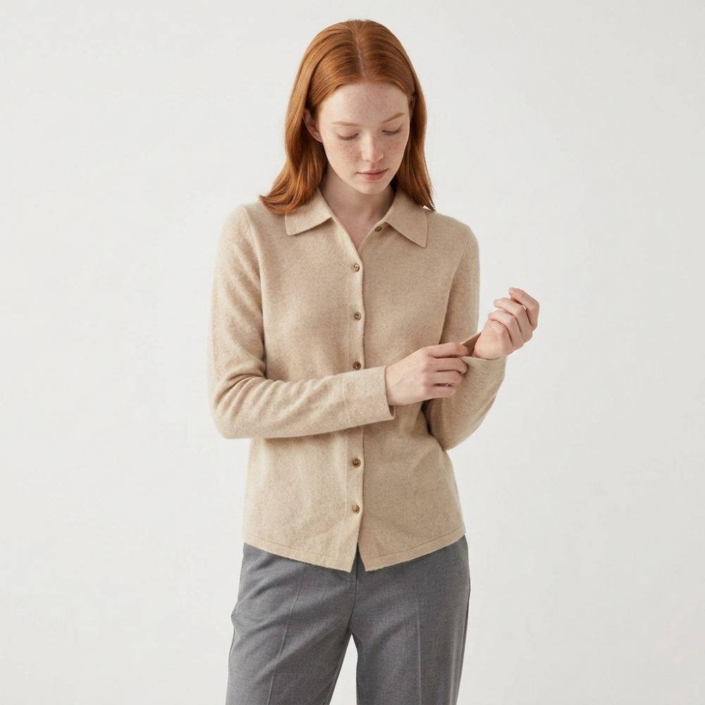 Loomstead – Cashmere Wool Cardigan — Beige
