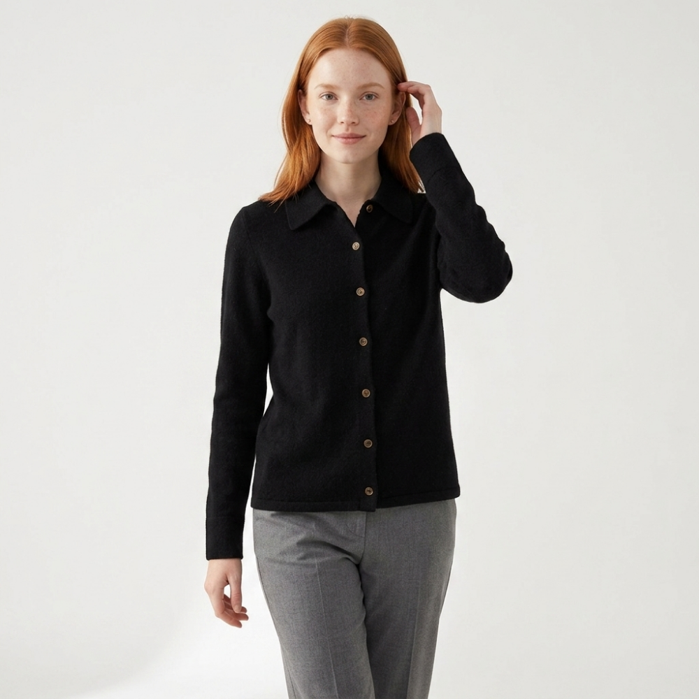 Loomstead – Cashmere Wool Cardigan — Black