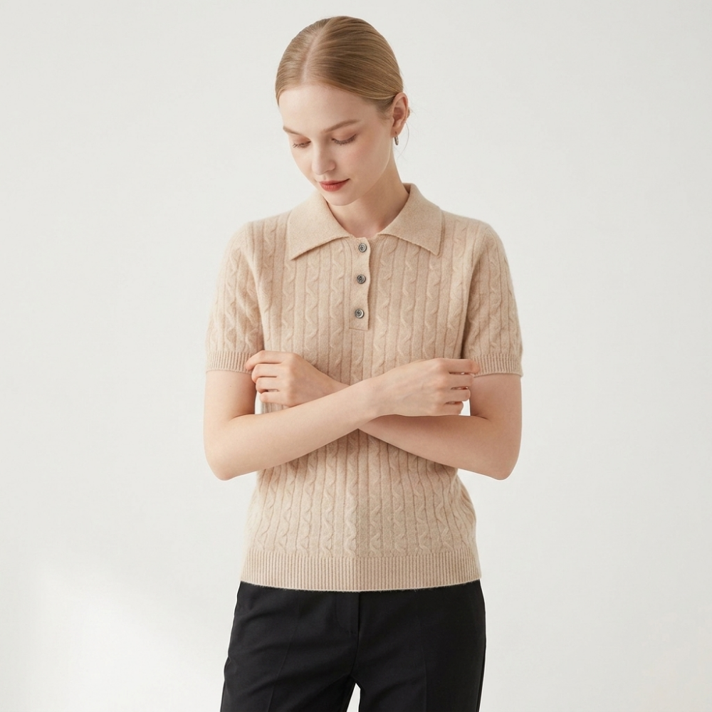 Solstice – Cashmere Wool Polo — Beige