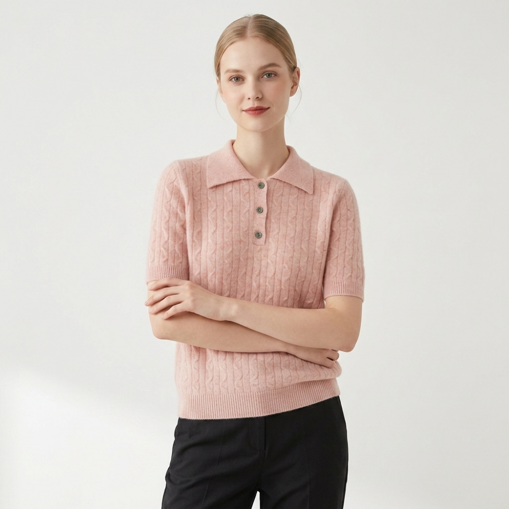 Solstice – Cashmere Wool Polo — Pink