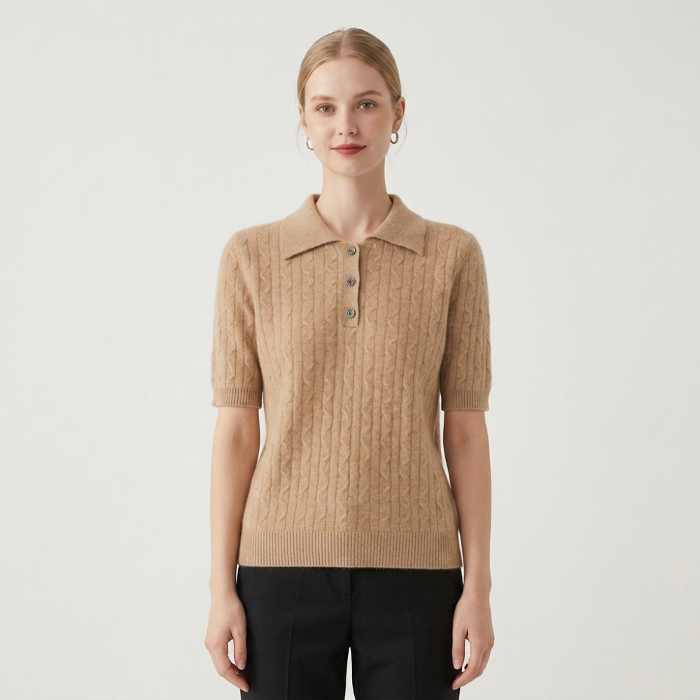 Solstice – Cashmere Wool Polo — Tan