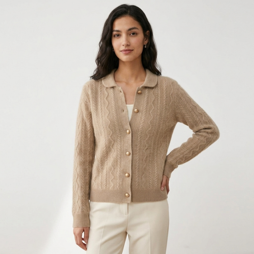 Wavecrest – Cashmere Wool Cardigan — Khaki