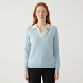 Equinox – Cashmere Wool Polo Sweater — Light Blue