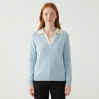 Equinox – Cashmere Wool Polo Sweater — Light Blue