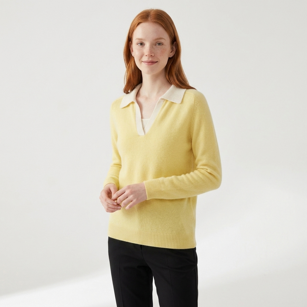 Equinox – Cashmere Wool Polo Sweater — Yellow