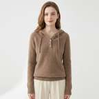 Loomhaven – Cashmere Wool Hooded Cardigan — Brown