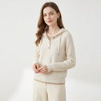 Loomhaven – Cashmere Wool Hooded Cardigan — White