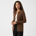 Baythread – Mulberry Silk Collared Cardigan — Brown