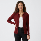 Baythread – Mulberry Silk Collared Cardigan — Wine Red