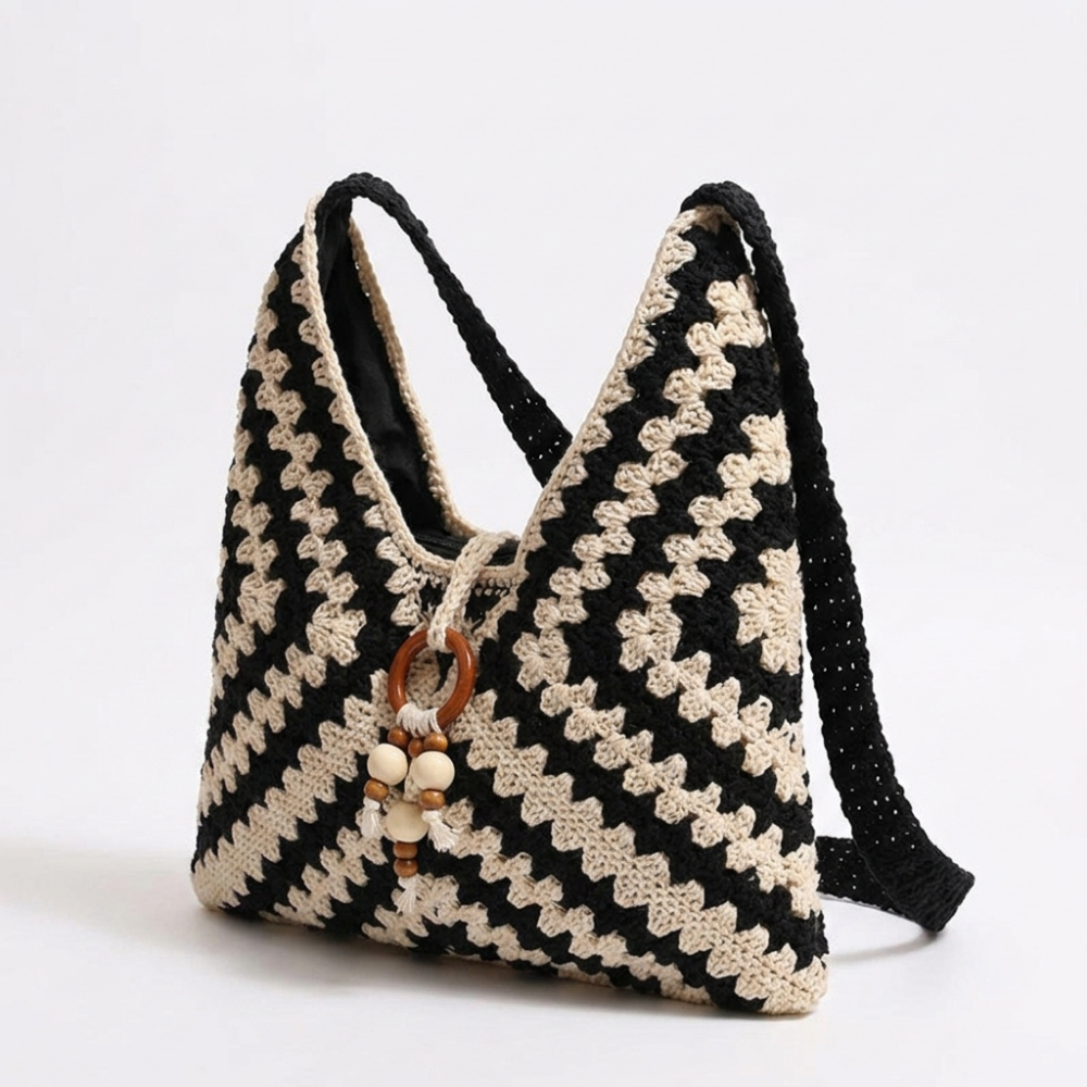 Vistaweave – Woven Shoulder Bag — Black/White