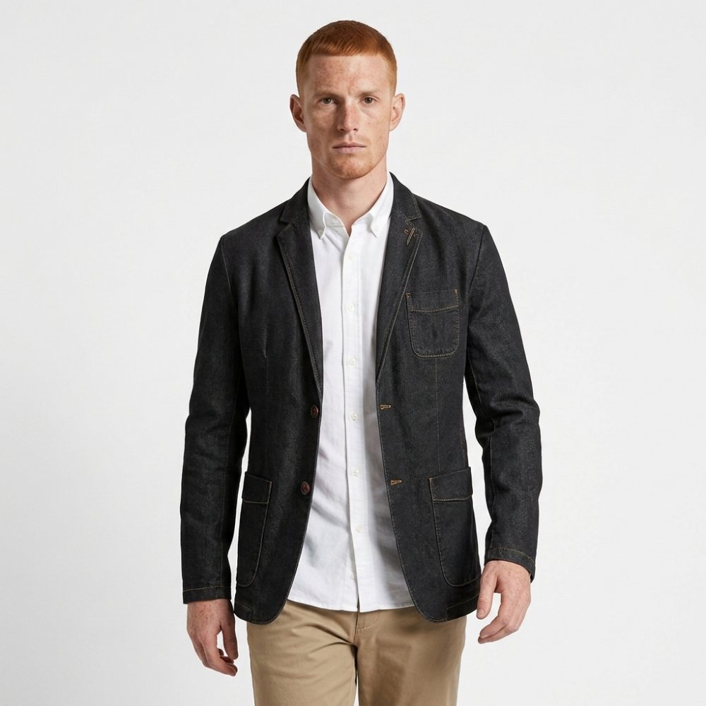 Crestward – Cotton Denim Blazer — Black