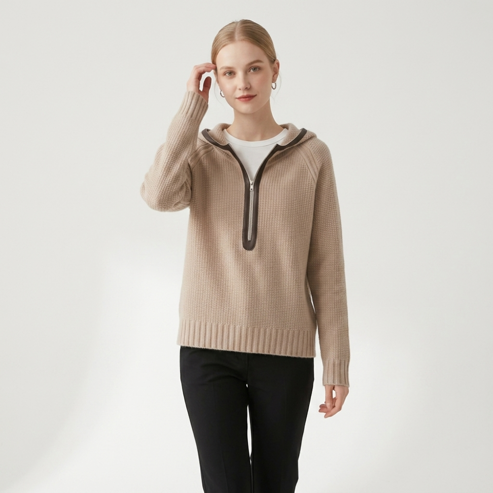 Bramble – Cashmere Wool Hoodie — Beige