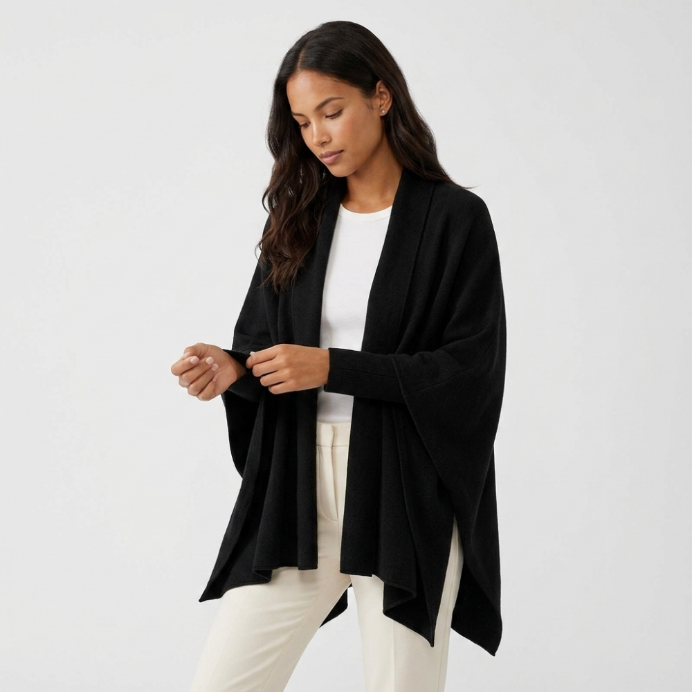 Hearthfall – Cashmere Wool Cardigan — Black