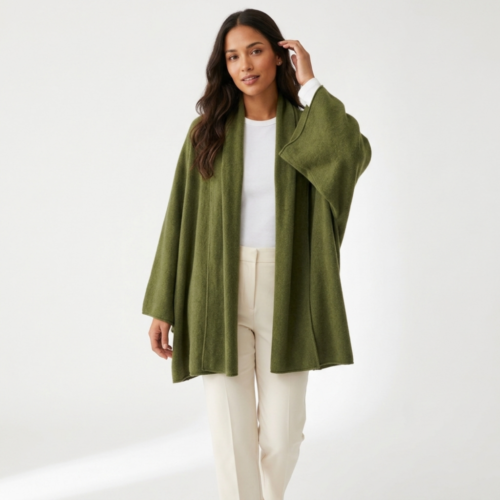 Hearthfall – Cashmere Wool Cardigan — Dark Green