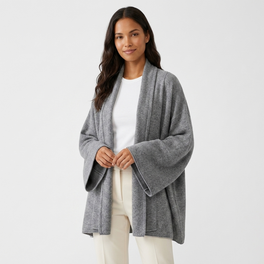 Hearthfall – Cashmere Wool Cardigan — Gray
