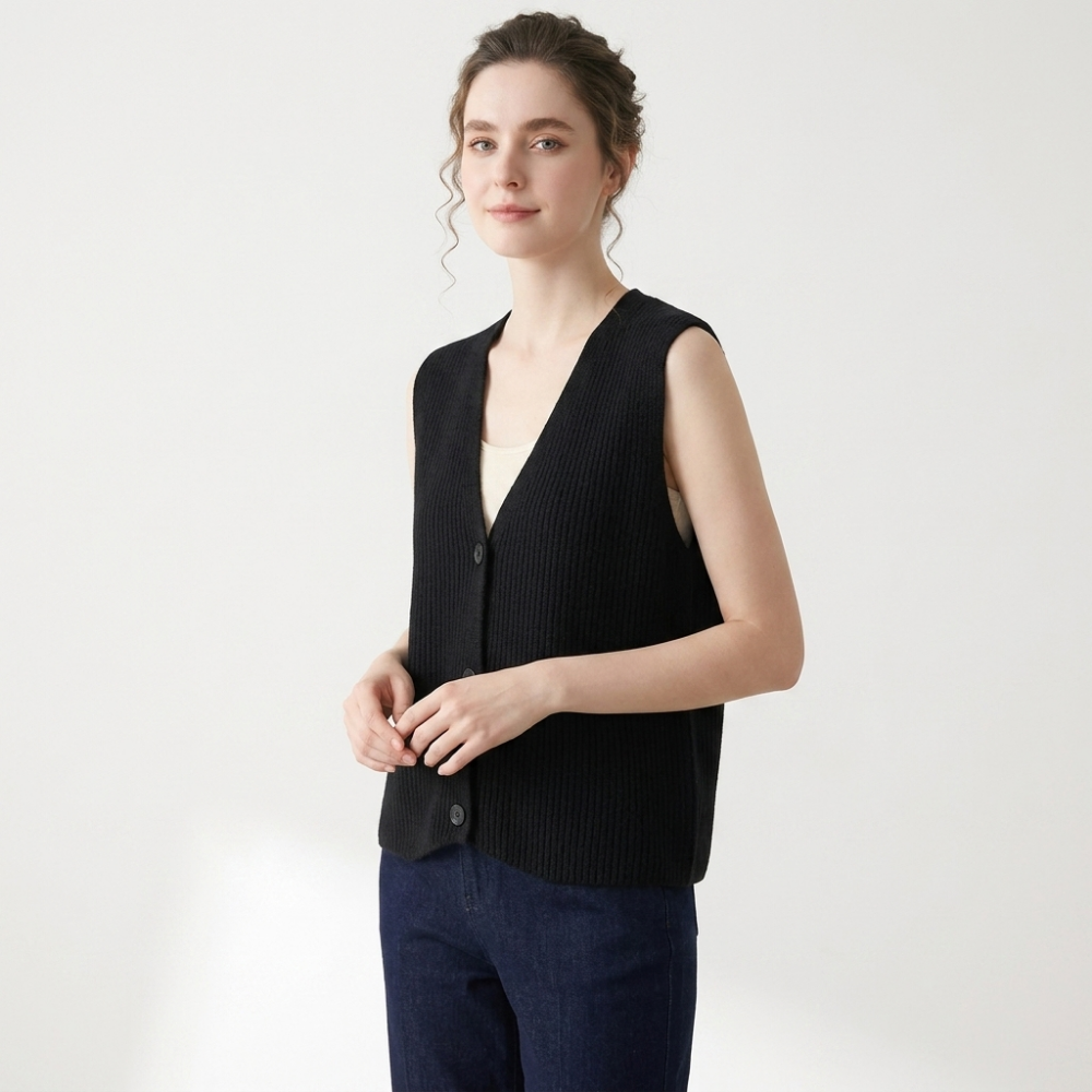 Windfell – Cashmere Wool Vest — Black