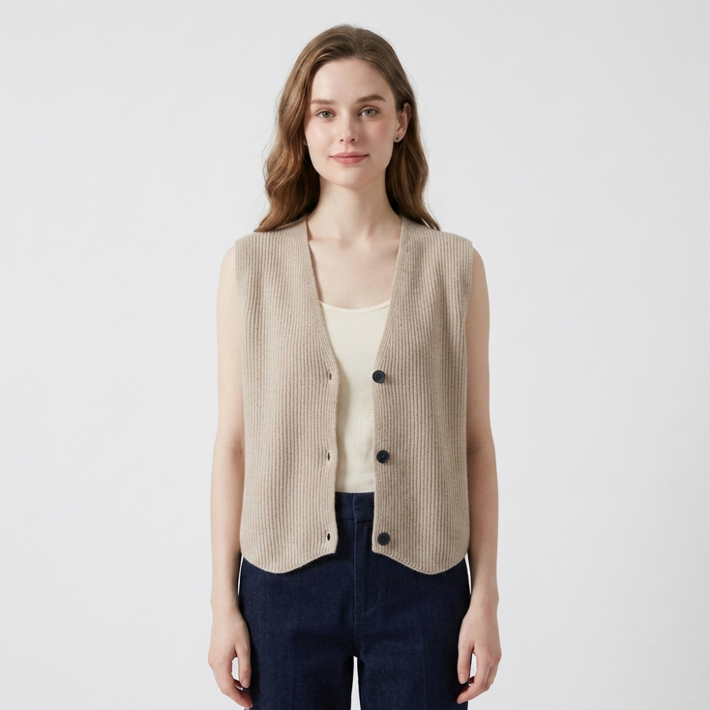 Windfell – Cashmere Wool Vest — Light khaki